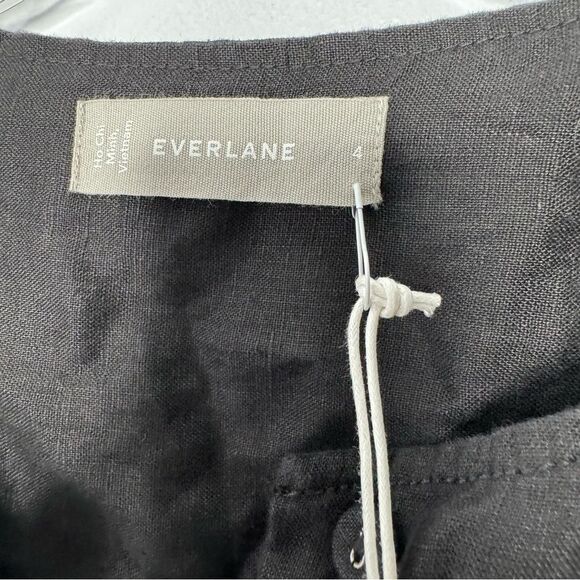 Everlane black linen button down shirt size 4 - Picture 4 of 6